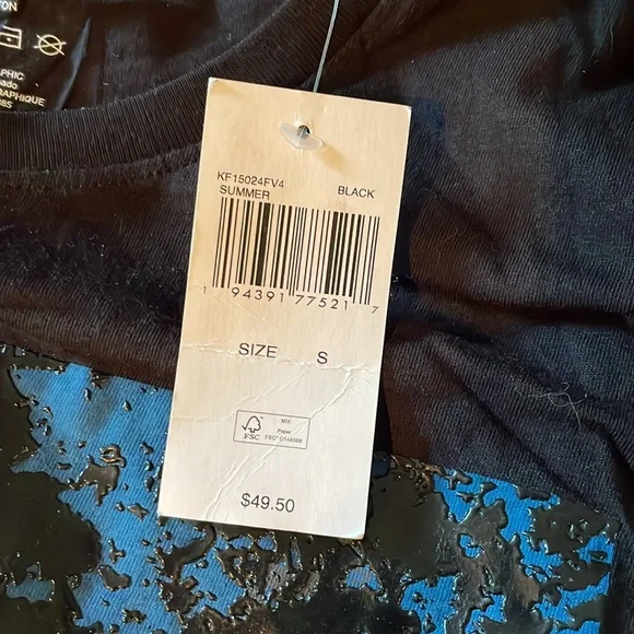 NWT Michael Kors Black & Blue Short Sleeve Tee.  Size Small - Picture 4 of 5